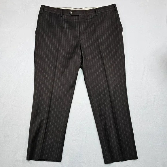 Holland & Sherry Sartoria Bespoke Suit Men 44S Pants 38x26 Wool Stripe Canvassed